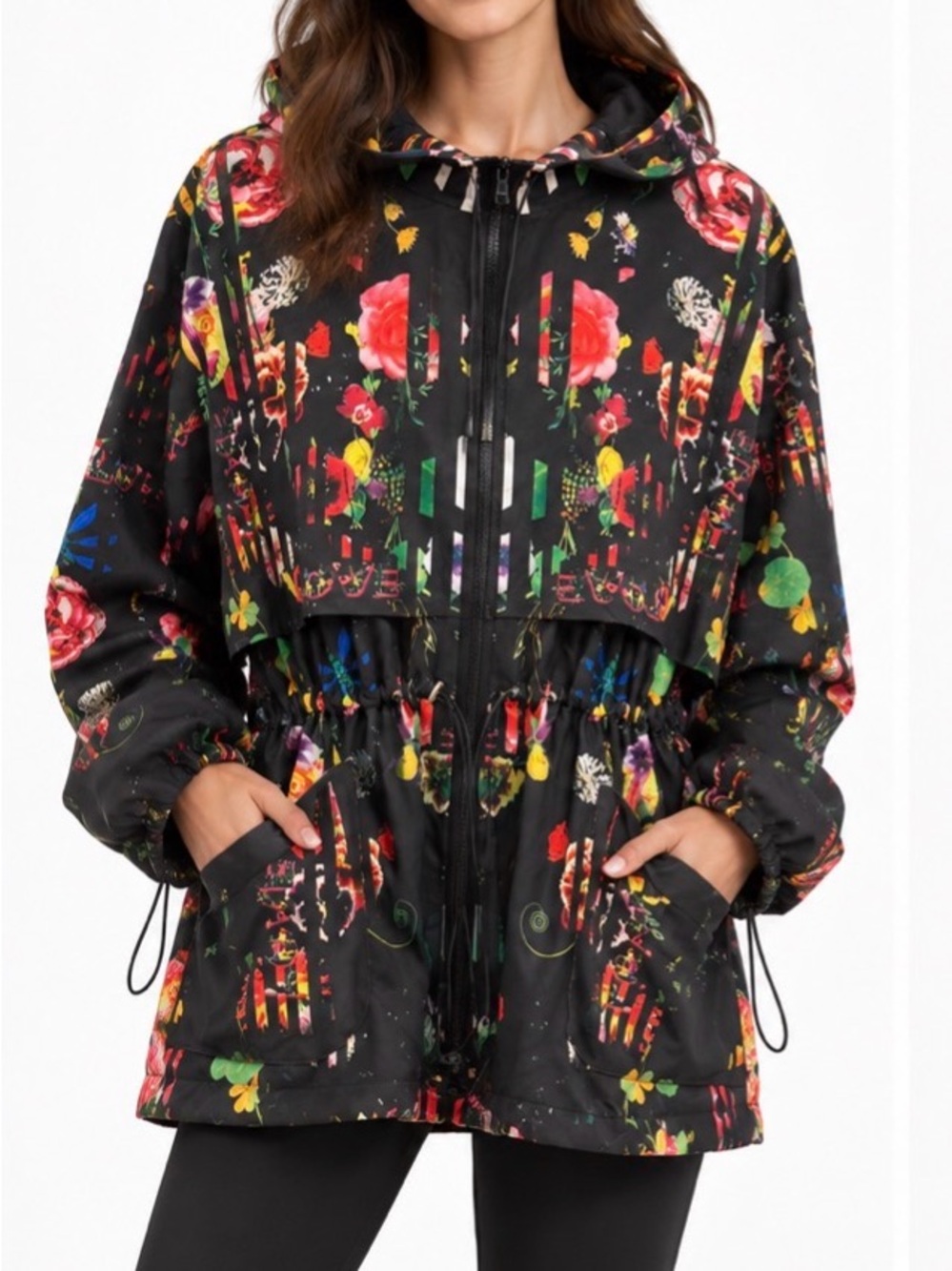 Ultracor x Christian Lacroix LOVE Floral Print Hooded Jacket Size S NWOT